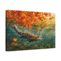 Side Mockup 4. Nature Otter Orange And Teal shown as canvas print
