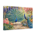 Side Mockup 4. Nature Peacocks Vibrant Peacock Garden shown as canvas print