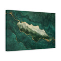 Side Mockup 4. Nature Pine Forest Green And Gold shown as stretched canvas wall art