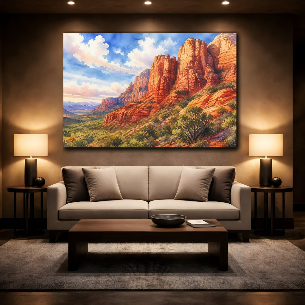 Mockup 2. Nature Red Mountains Red Rock Landscape shown as canvas print