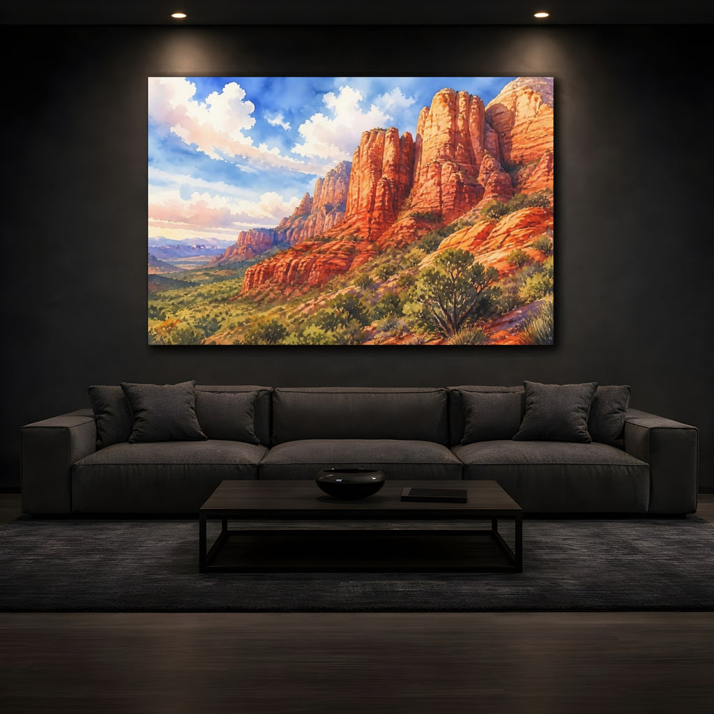 Mockup 3. Nature Red Mountains Red Rock Landscape shown as canvas print