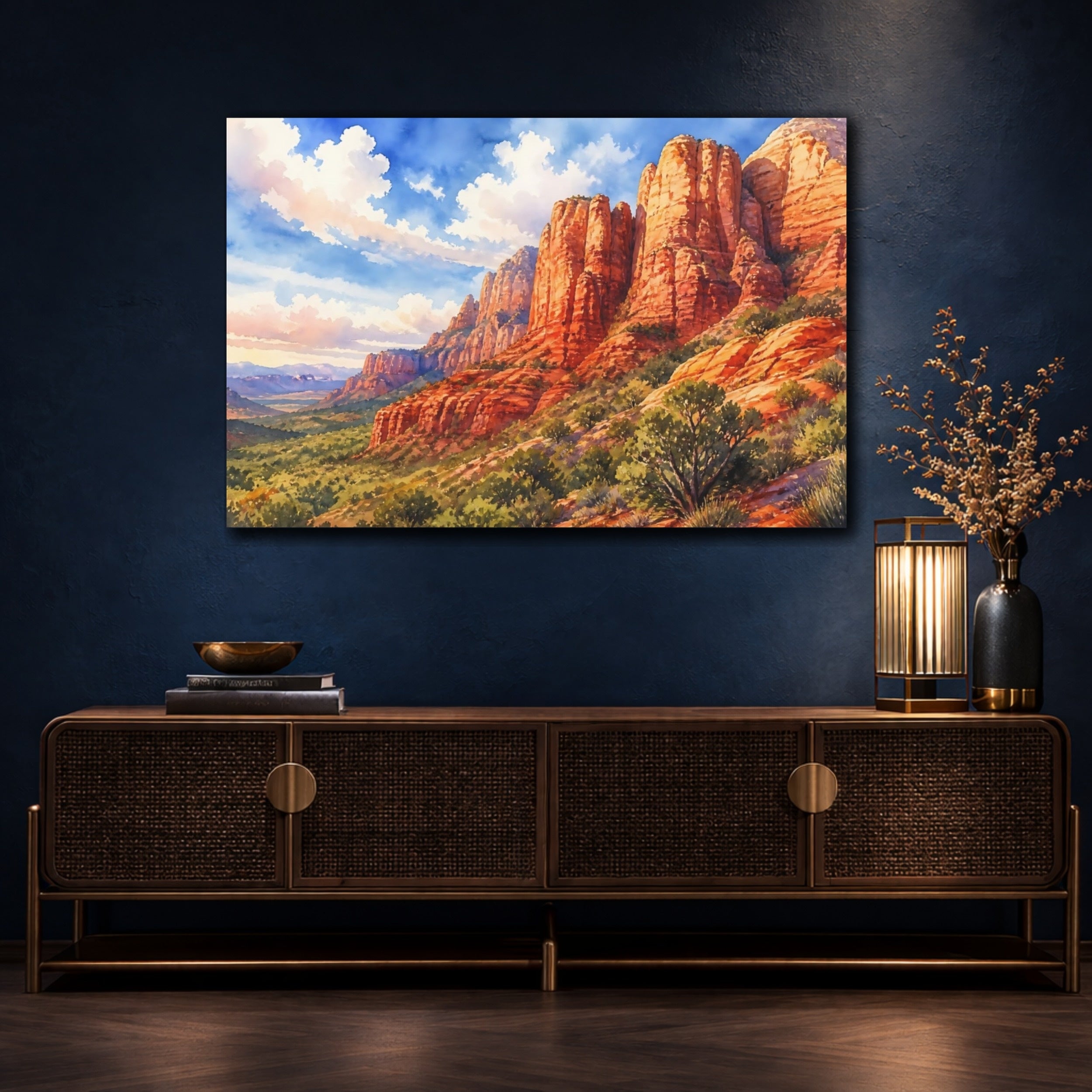 Mockup 4. Nature Red Mountains Red Rock Landscape shown as canvas print
