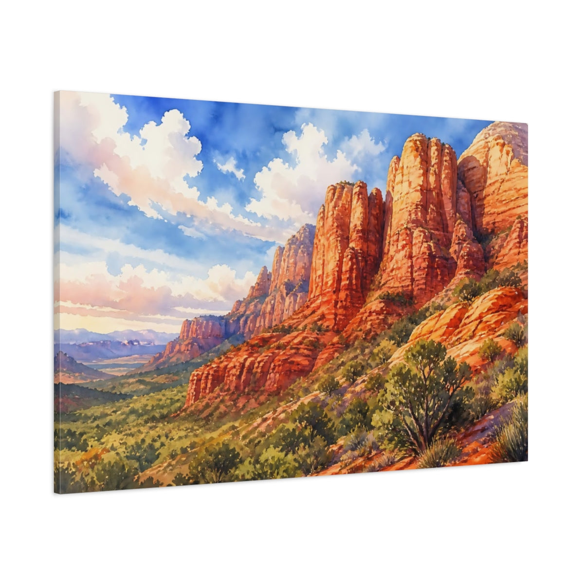 Side Mockup 1. Nature Red Mountains Red Rock Landscape shown as canvas print