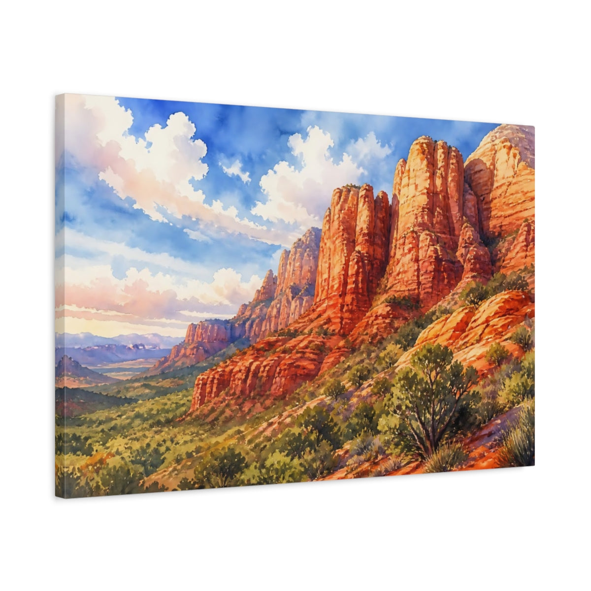 Side Mockup 2. Nature Red Mountains Red Rock Landscape shown as canvas print