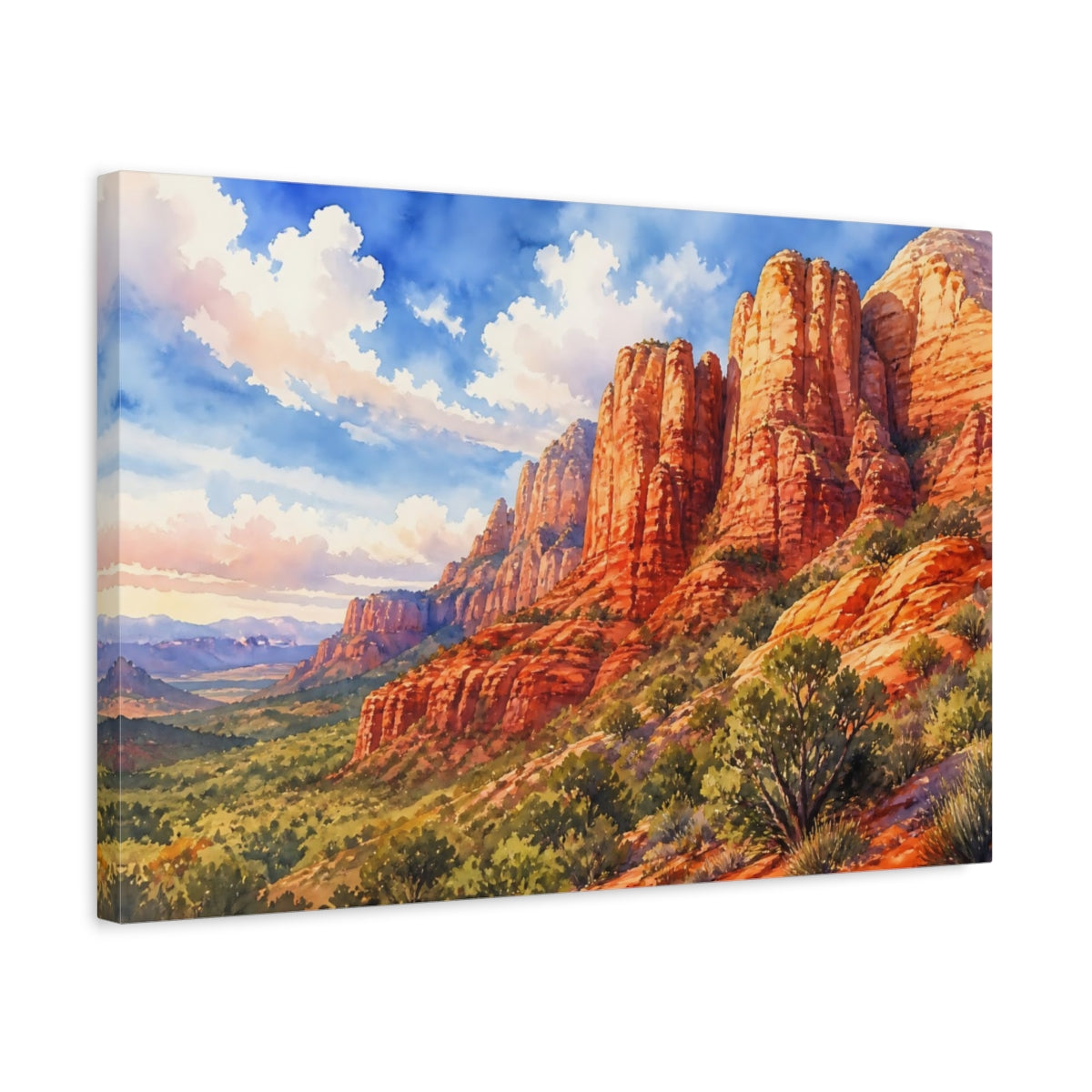 Side Mockup 3. Nature Red Mountains Red Rock Landscape shown as canvas print