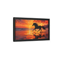 Side Mockup 8. Nature Running Horse Orange Black Horse shown as stretched canvas wall art