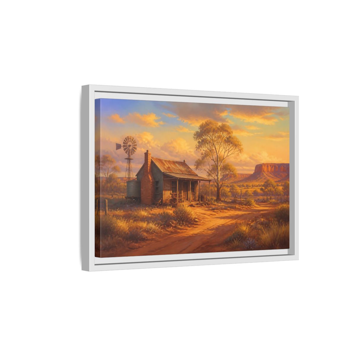 Side Mockup 4. Nature Rural Landscape Orange And Gold shown as stretched canvas wall art
