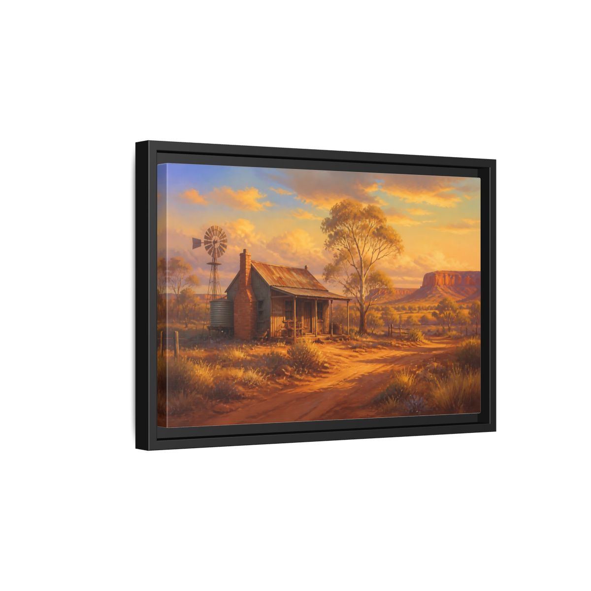 Side Mockup 6. Nature Rural Landscape Orange And Gold shown as stretched canvas wall art
