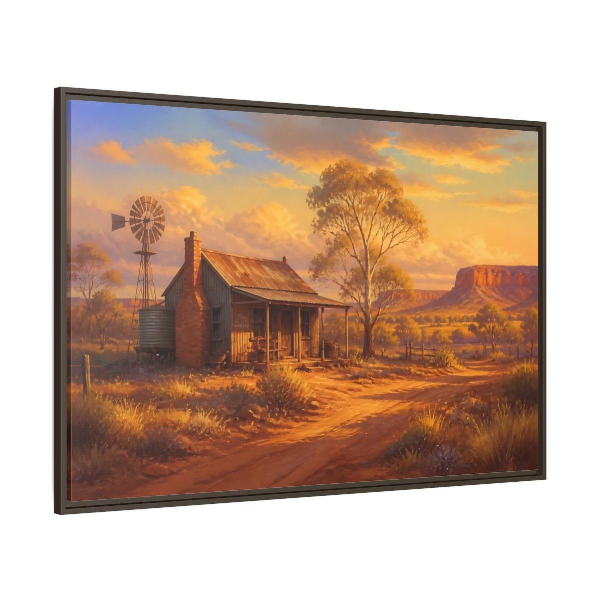 Side Mockup 8. Nature Rural Landscape Orange And Gold shown as stretched canvas wall art