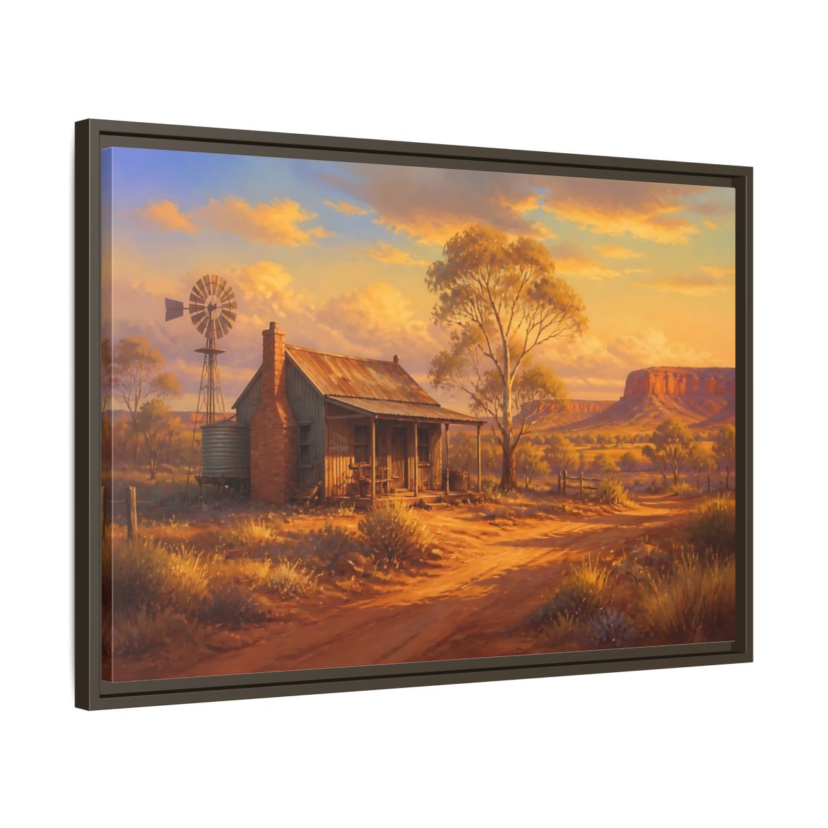 Side Mockup 11. Nature Rural Landscape Orange And Gold shown as stretched canvas wall art