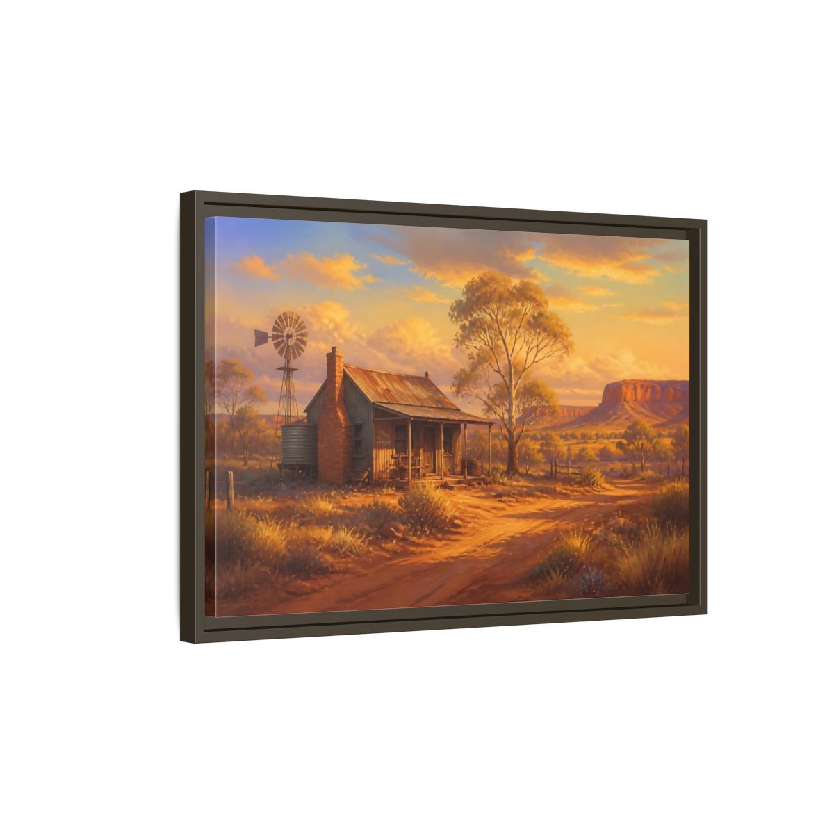 Side Mockup 2. Nature Rural Landscape Orange And Gold shown as stretched canvas wall art