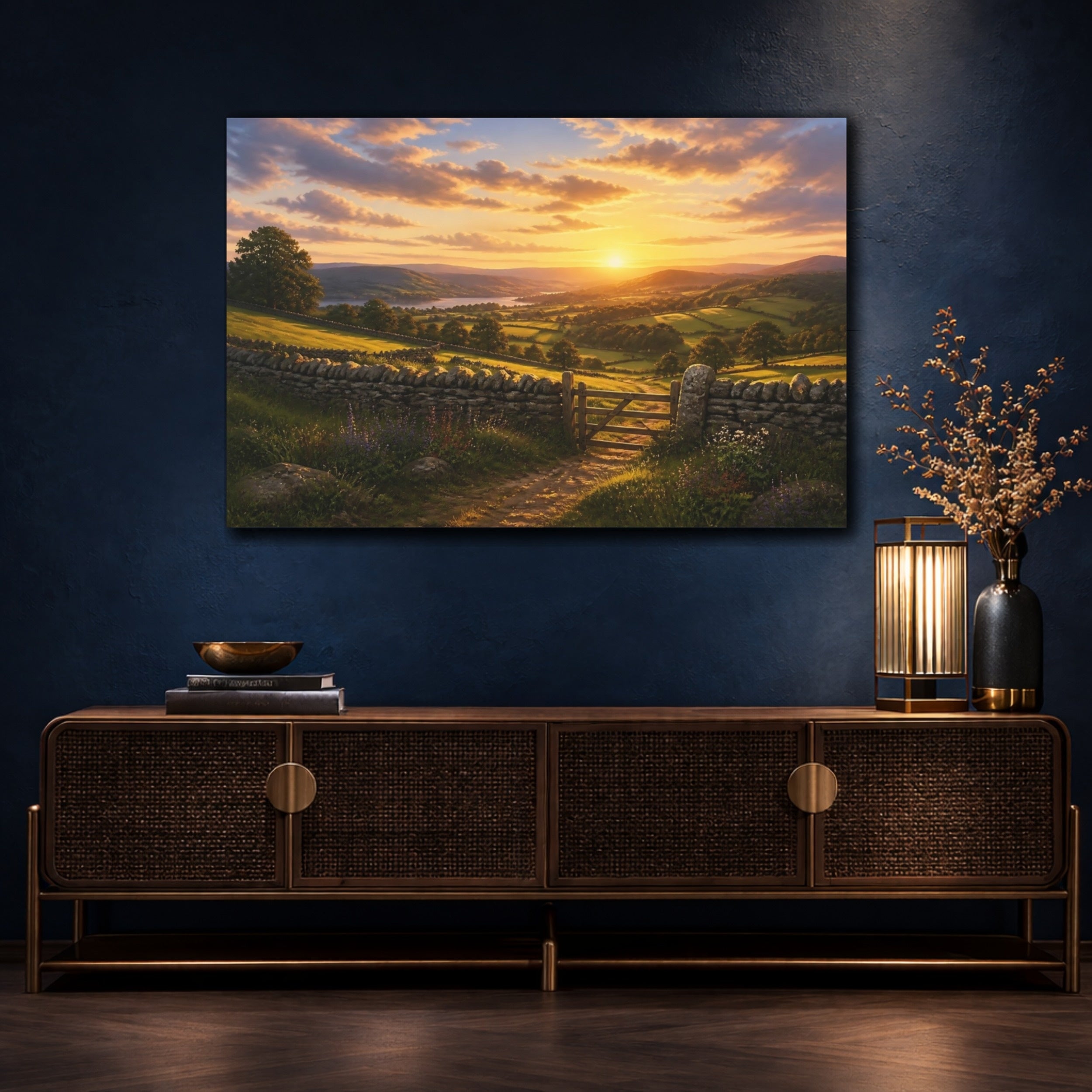 Mockup 4. Nature Rural Valley Golden Sunset shown as canvas print