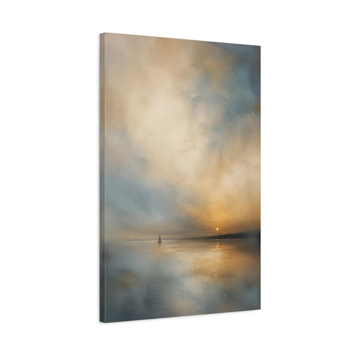 Side Mockup 2. Nature Sailboat Sunset Sailboat shown as stretched canvas wall art
