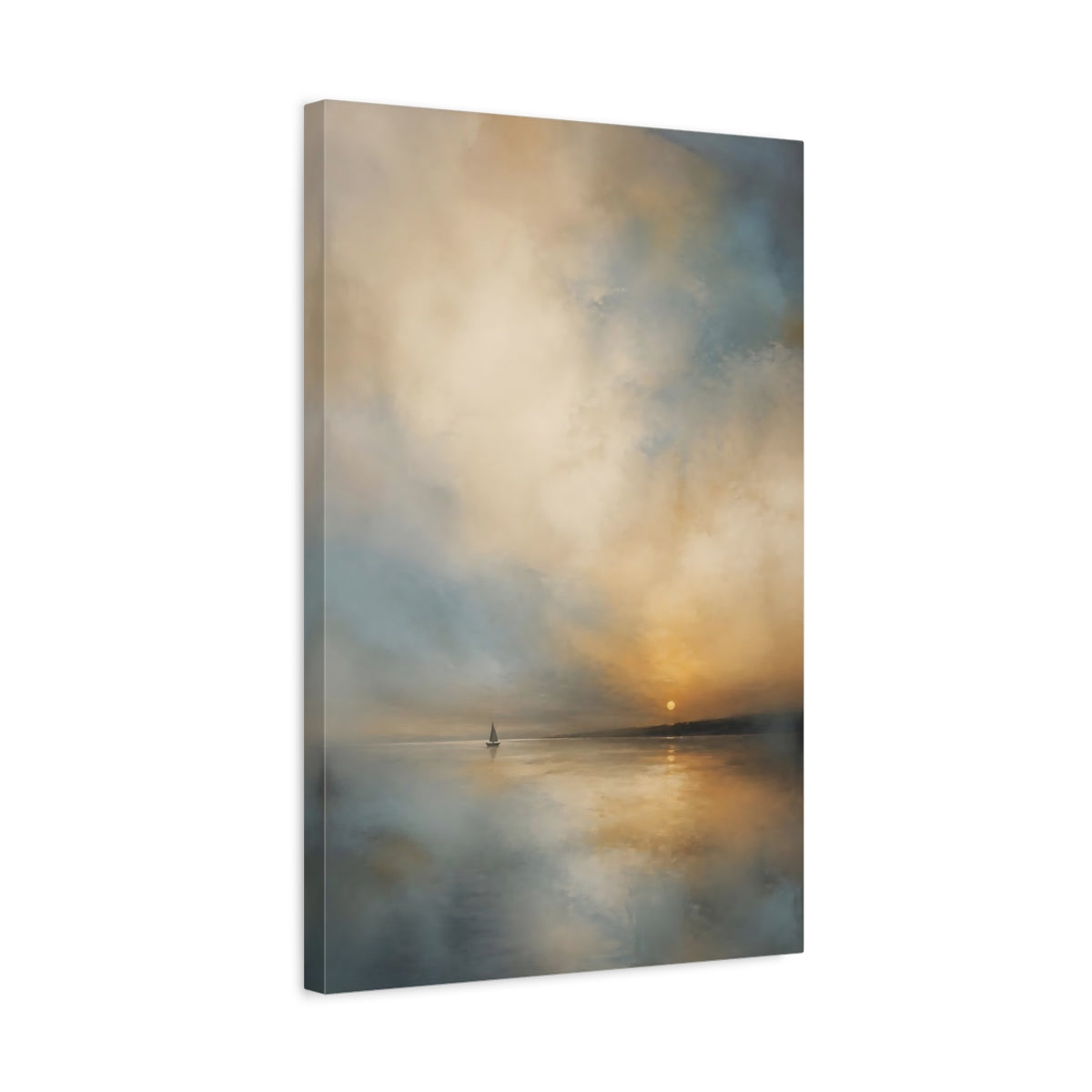 Side Mockup 3. Nature Sailboat Sunset Sailboat shown as stretched canvas wall art