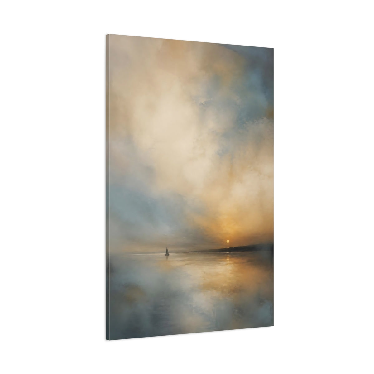 Side Mockup 1. Nature Sailboat Sunset Sailboat shown as stretched canvas wall art