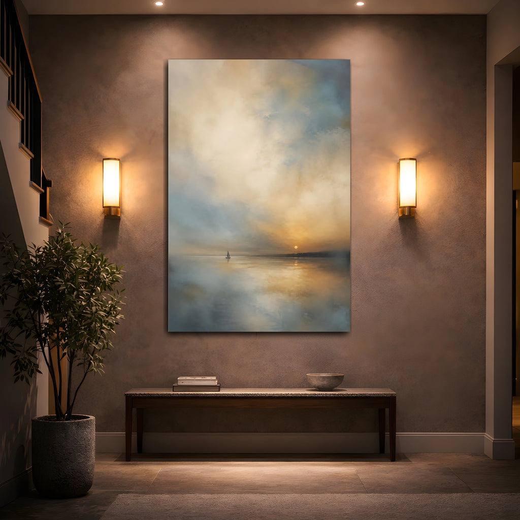 Mockup 2. Nature Sailboat Sunset Sailboat shown as stretched canvas wall art
