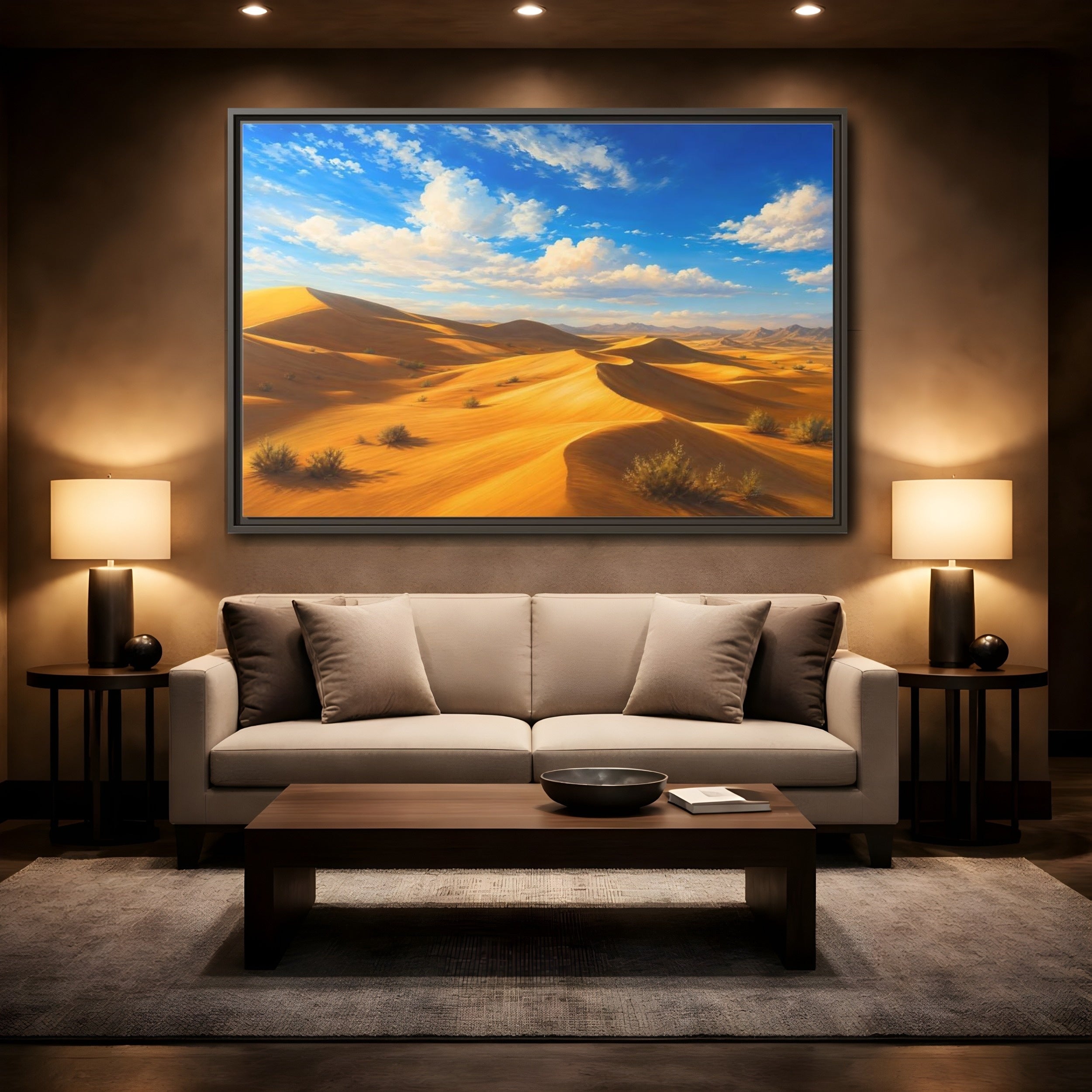 Mockup 2. Nature Sand Dunes Desert Dunes Landscape shown as stretched canvas wall art