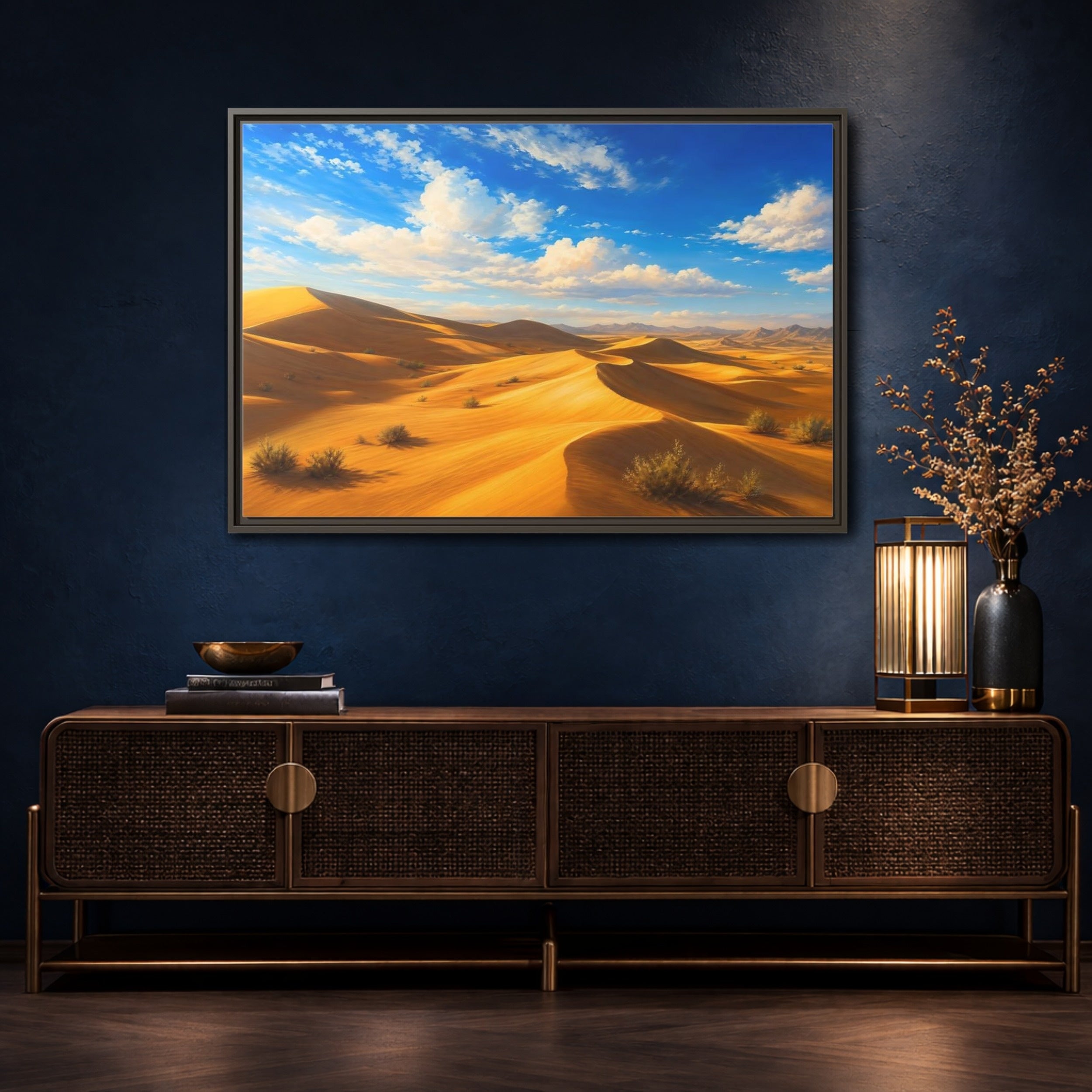 Mockup 4. Nature Sand Dunes Desert Dunes Landscape shown as stretched canvas wall art