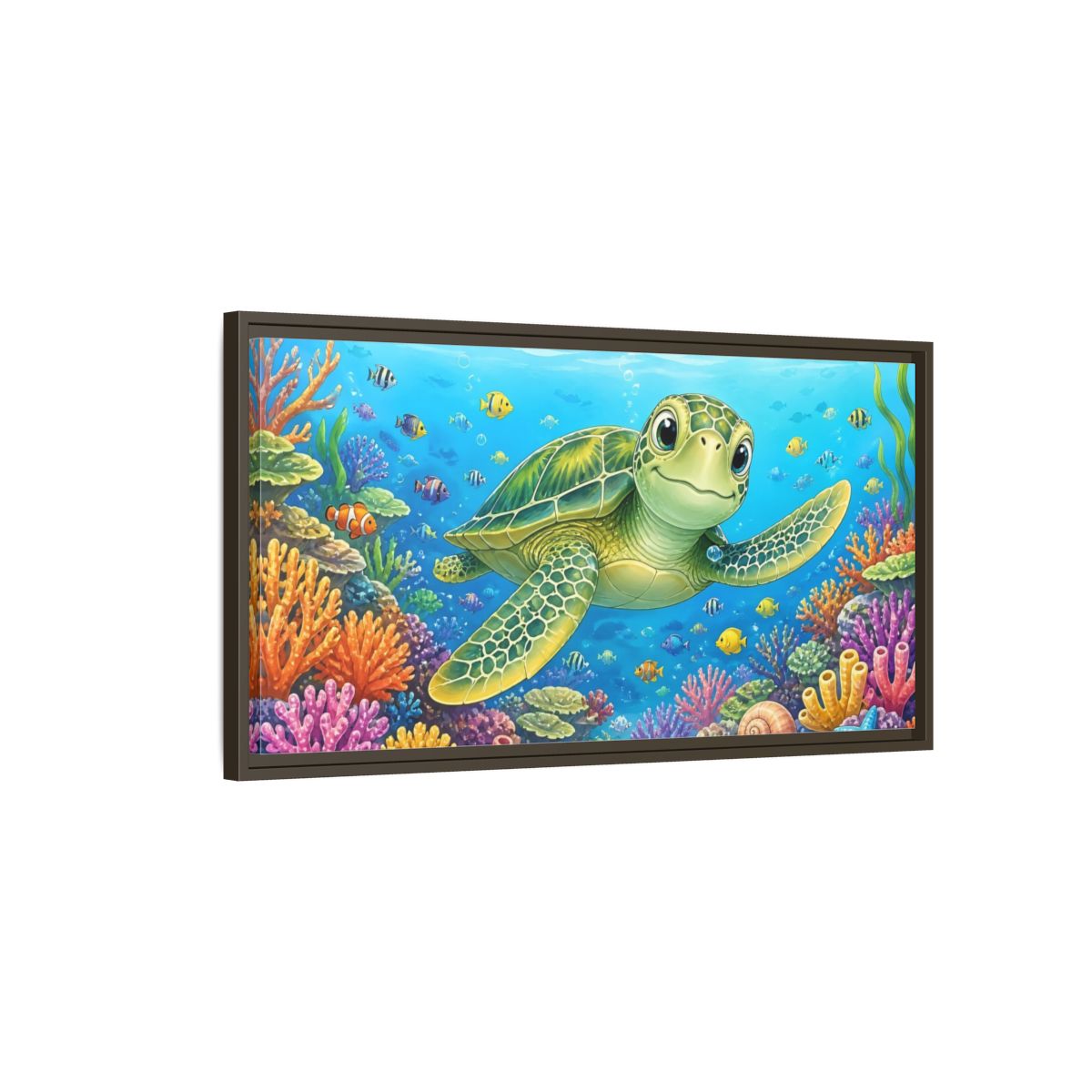 Main Mockup. Nature Sea Turtle Colorful Ocean shown as stretched canvas wall art