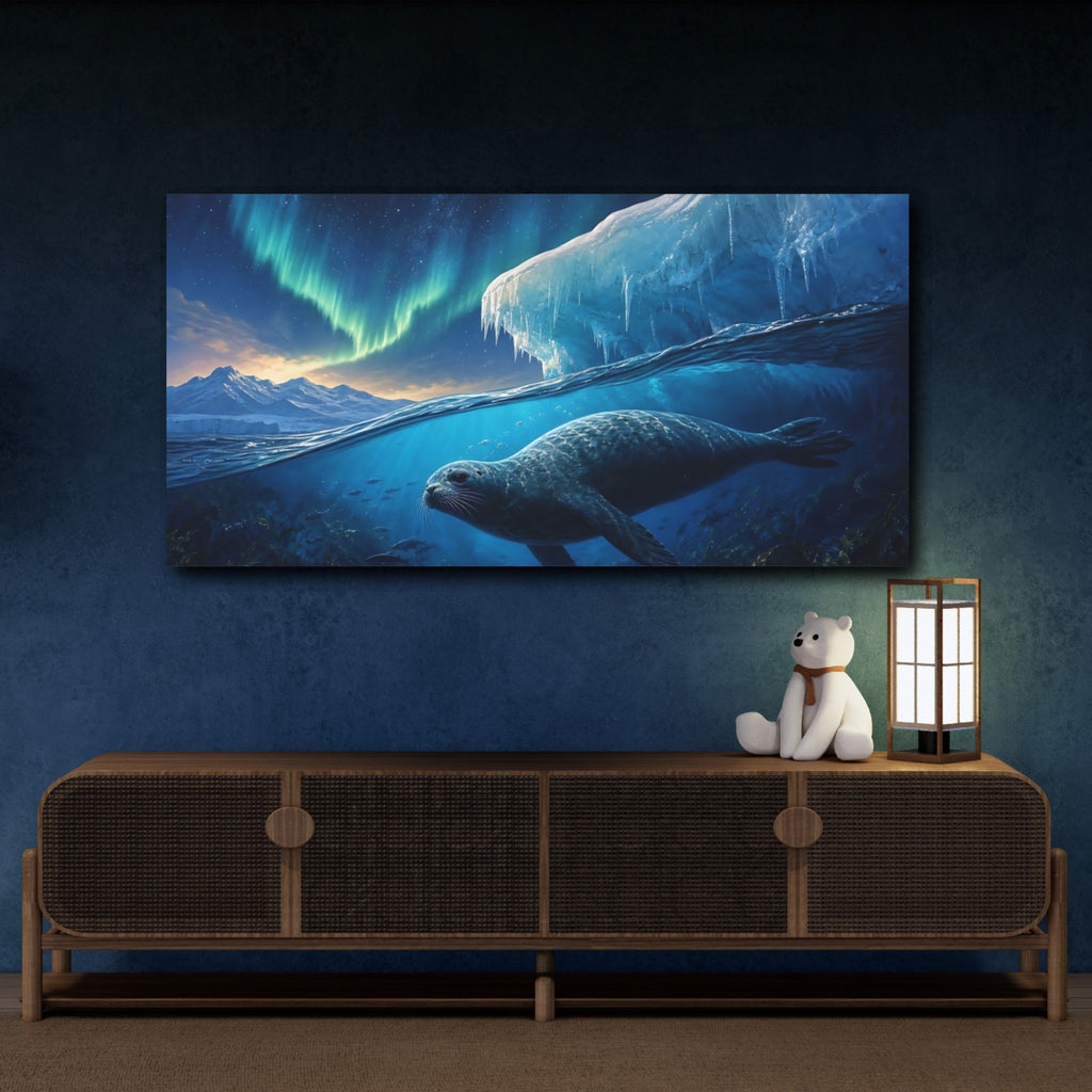 Mockup 4. Nature Seal Arctic Seal shown as stretched canvas wall art