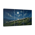 Side Mockup 3. Nature Sheep Blue Night shown as stretched canvas wall art