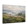 Side Mockup 4. Nature Sheep Misty Landscape shown as canvas print