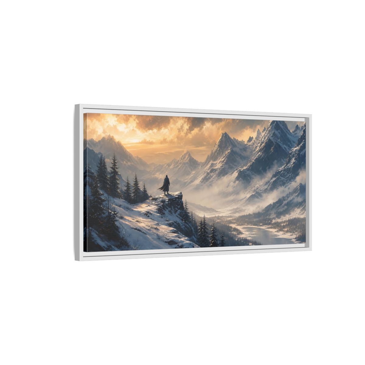 Side Mockup 1. Nature Snowy Mountains Winter Mountain shown as stretched canvas wall art