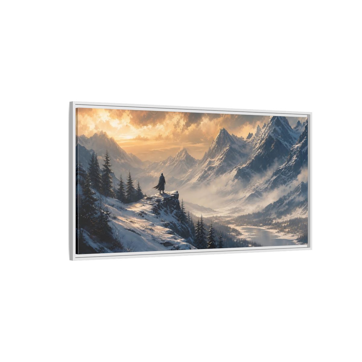 Side Mockup 3. Nature Snowy Mountains Winter Mountain shown as stretched canvas wall art