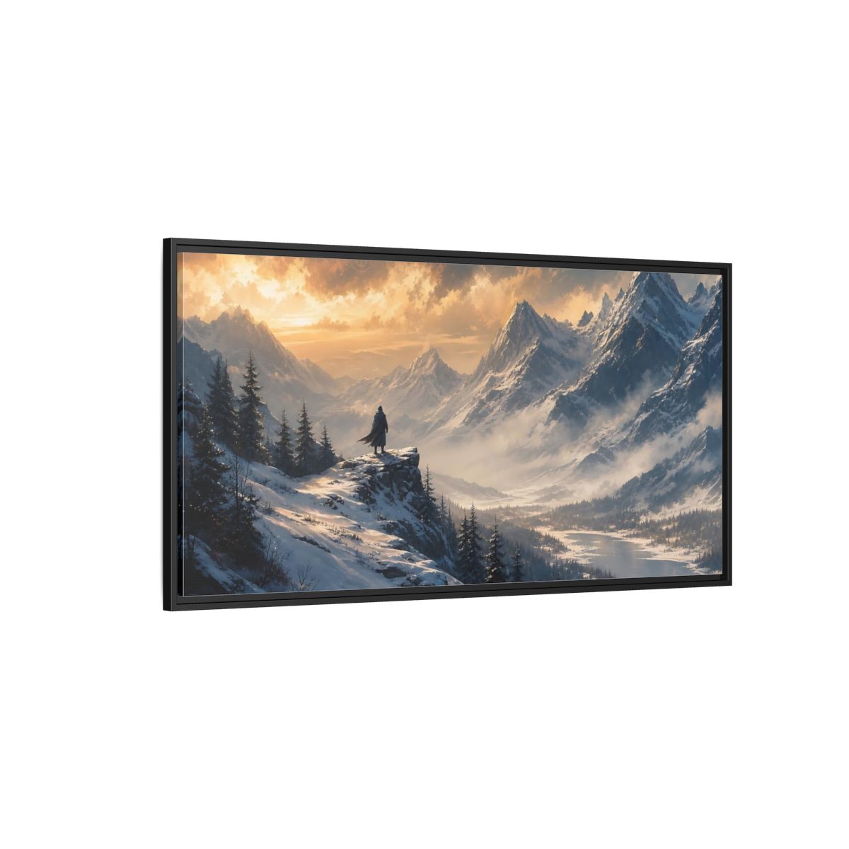 Side Mockup 5. Nature Snowy Mountains Winter Mountain shown as stretched canvas wall art