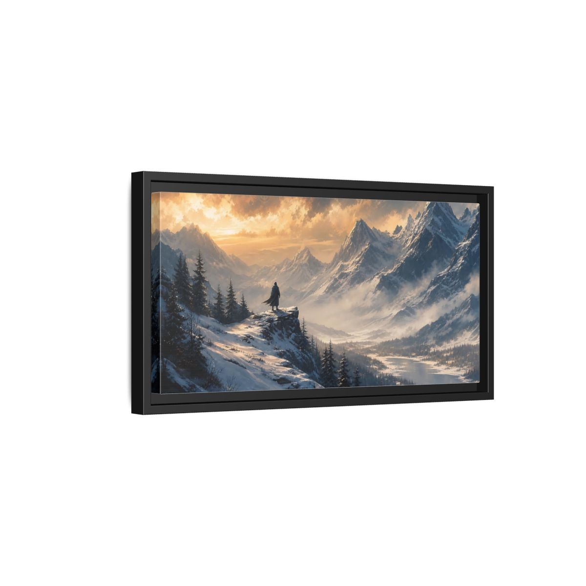Side Mockup 8. Nature Snowy Mountains Winter Mountain shown as stretched canvas wall art