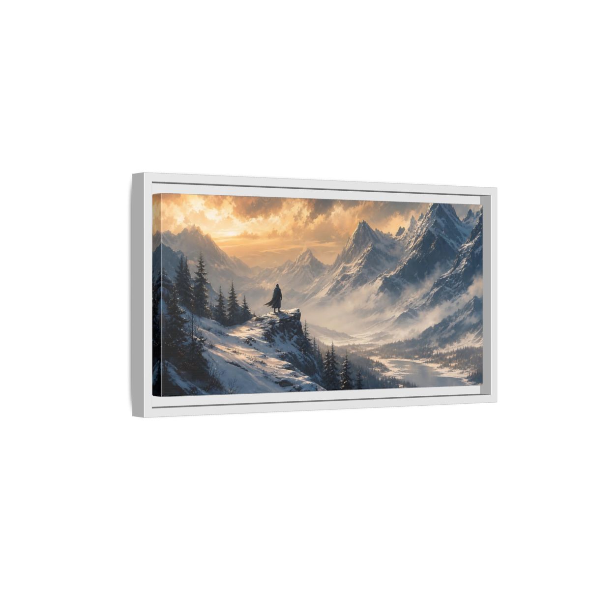 Side Mockup 6. Nature Snowy Mountains Winter Mountain shown as stretched canvas wall art