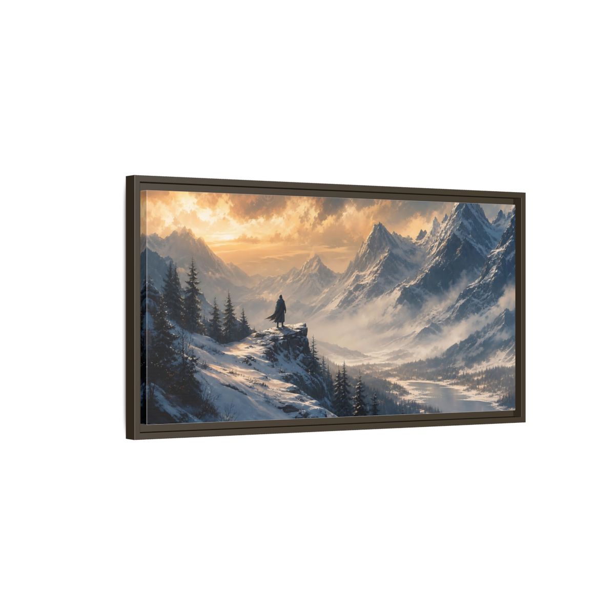 Main Mockup. Nature Snowy Mountains Winter Mountain shown as stretched canvas wall art