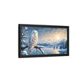 Side Mockup 8. Nature Snowy Owl Low-Poly Owl Winter shown as stretched canvas wall art