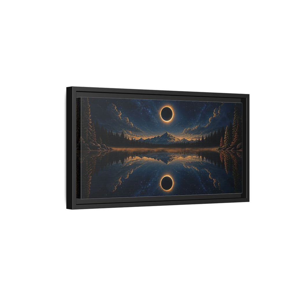 Side Mockup 8. Nature Solar Eclipse Blue Gold Night Sky shown as stretched canvas wall art