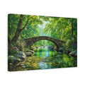 Side Mockup 4. Nature Stone Bridge Vibrant Green shown as stretched canvas wall art