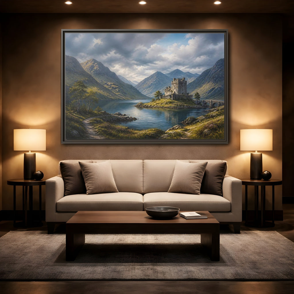 Mockup 2. Nature Stone Castle Majestic Castle shown as stretched canvas wall art