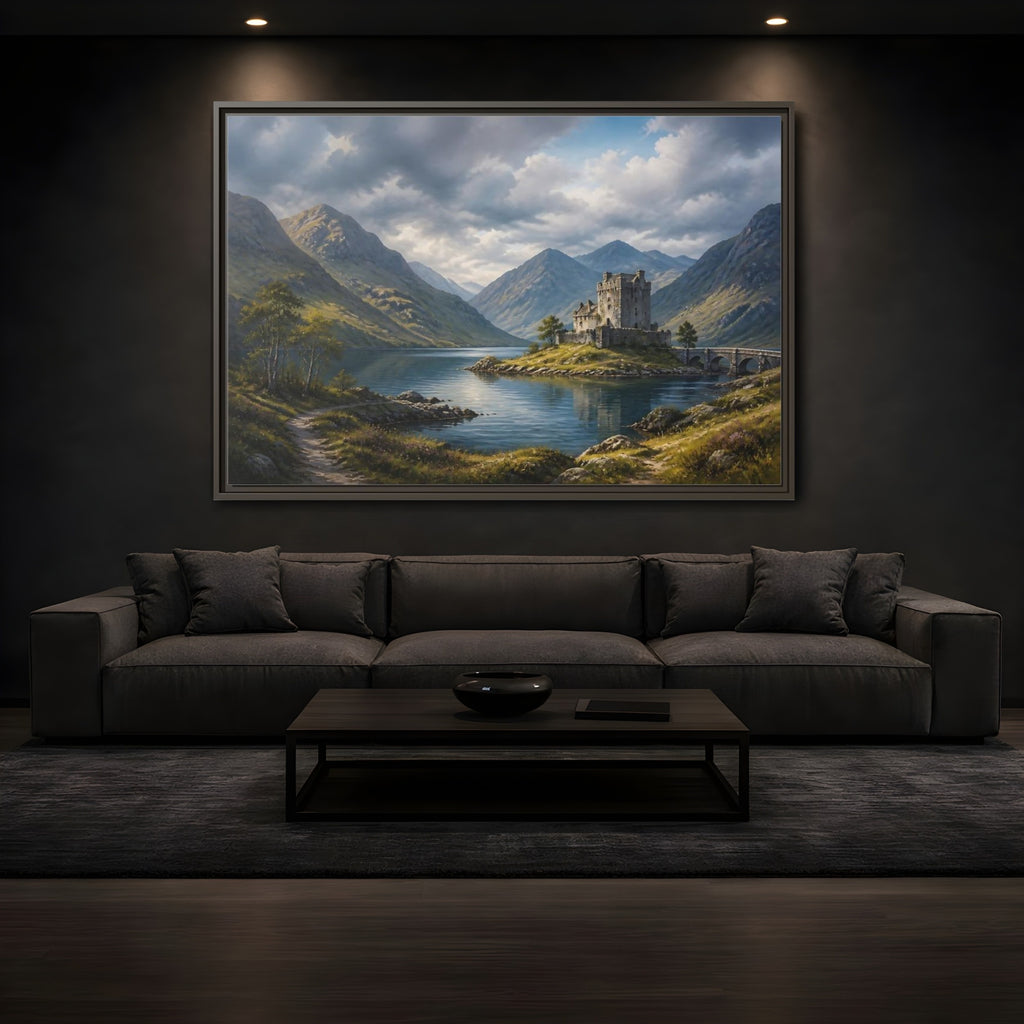 Mockup 3. Nature Stone Castle Majestic Castle shown as stretched canvas wall art