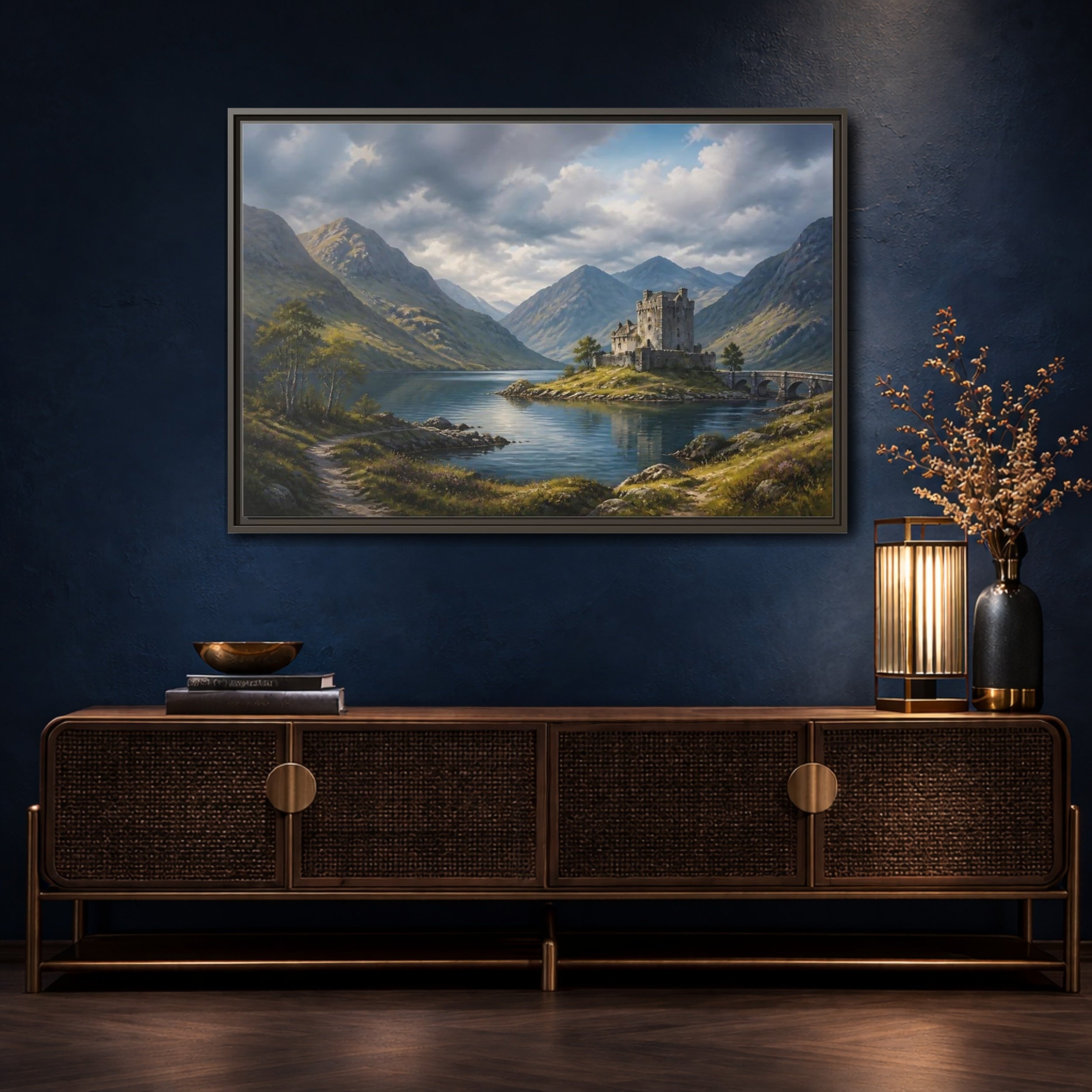 Mockup 4. Nature Stone Castle Majestic Castle shown as stretched canvas wall art