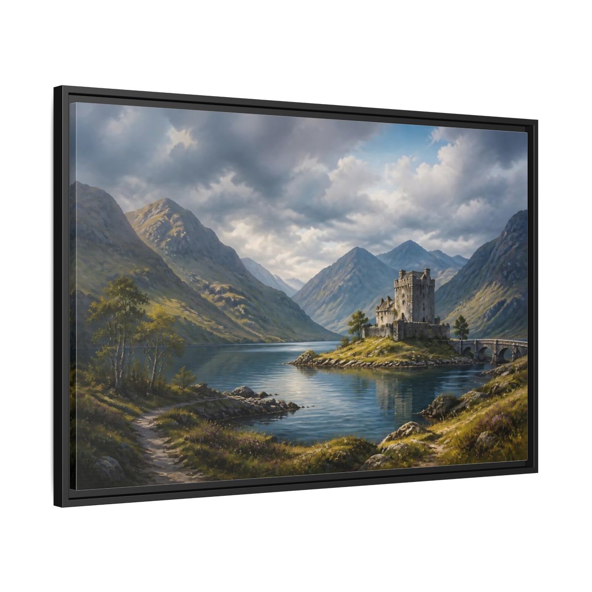 Side Mockup 13. Nature Stone Castle Majestic Castle shown as stretched canvas wall art