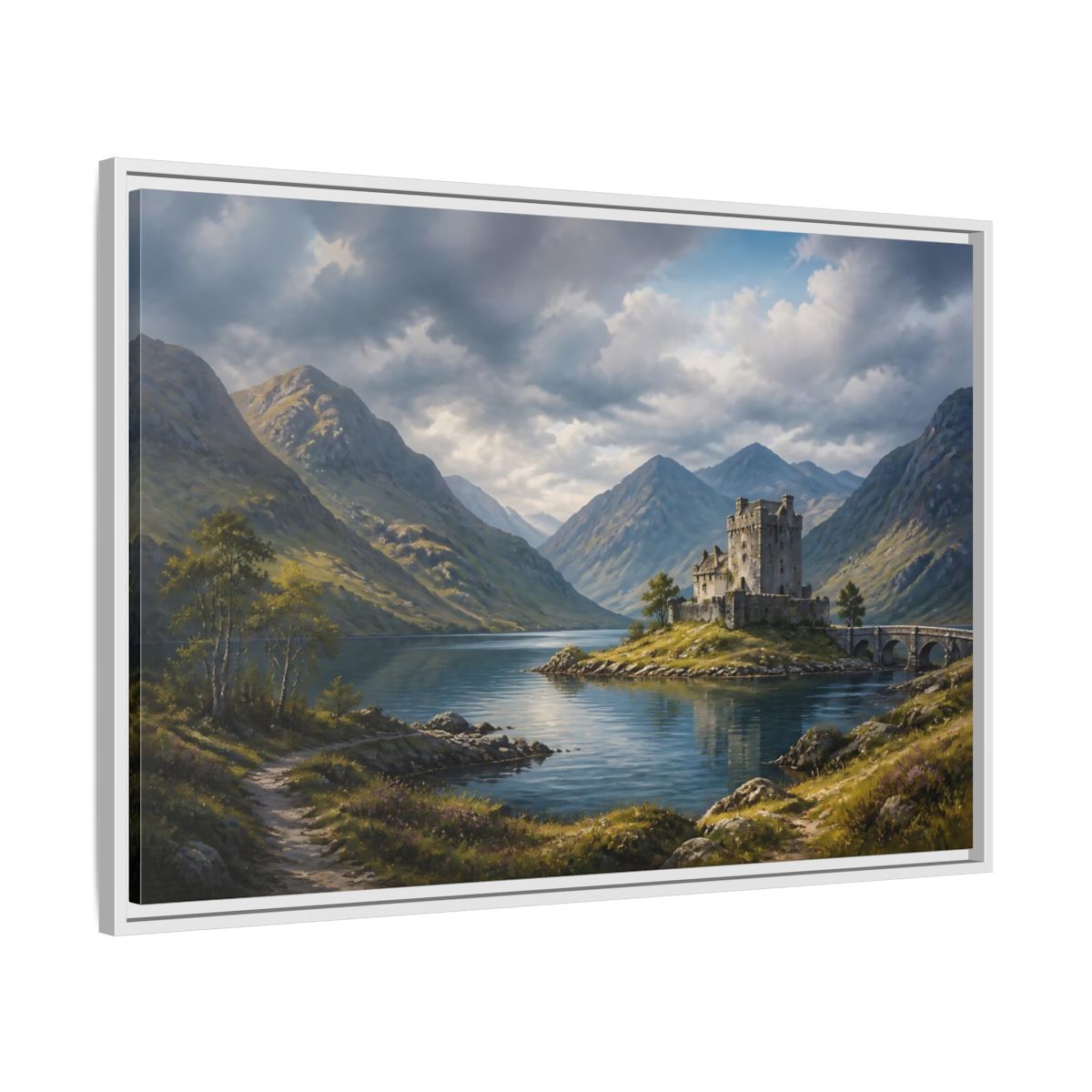 Side Mockup 9. Nature Stone Castle Majestic Castle shown as stretched canvas wall art