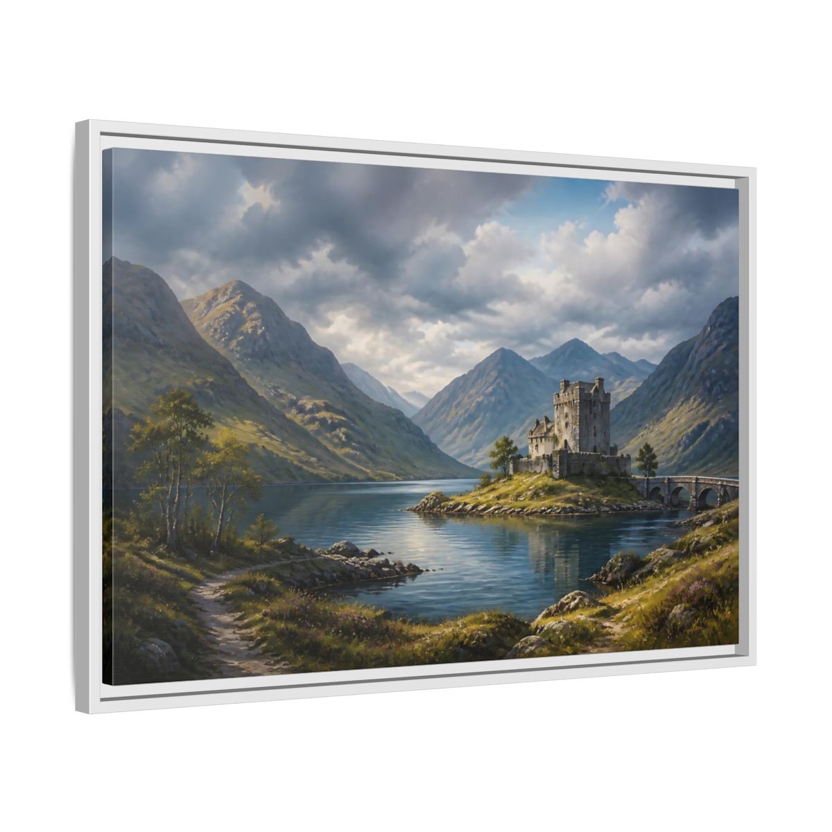 Side Mockup 10. Nature Stone Castle Majestic Castle shown as stretched canvas wall art