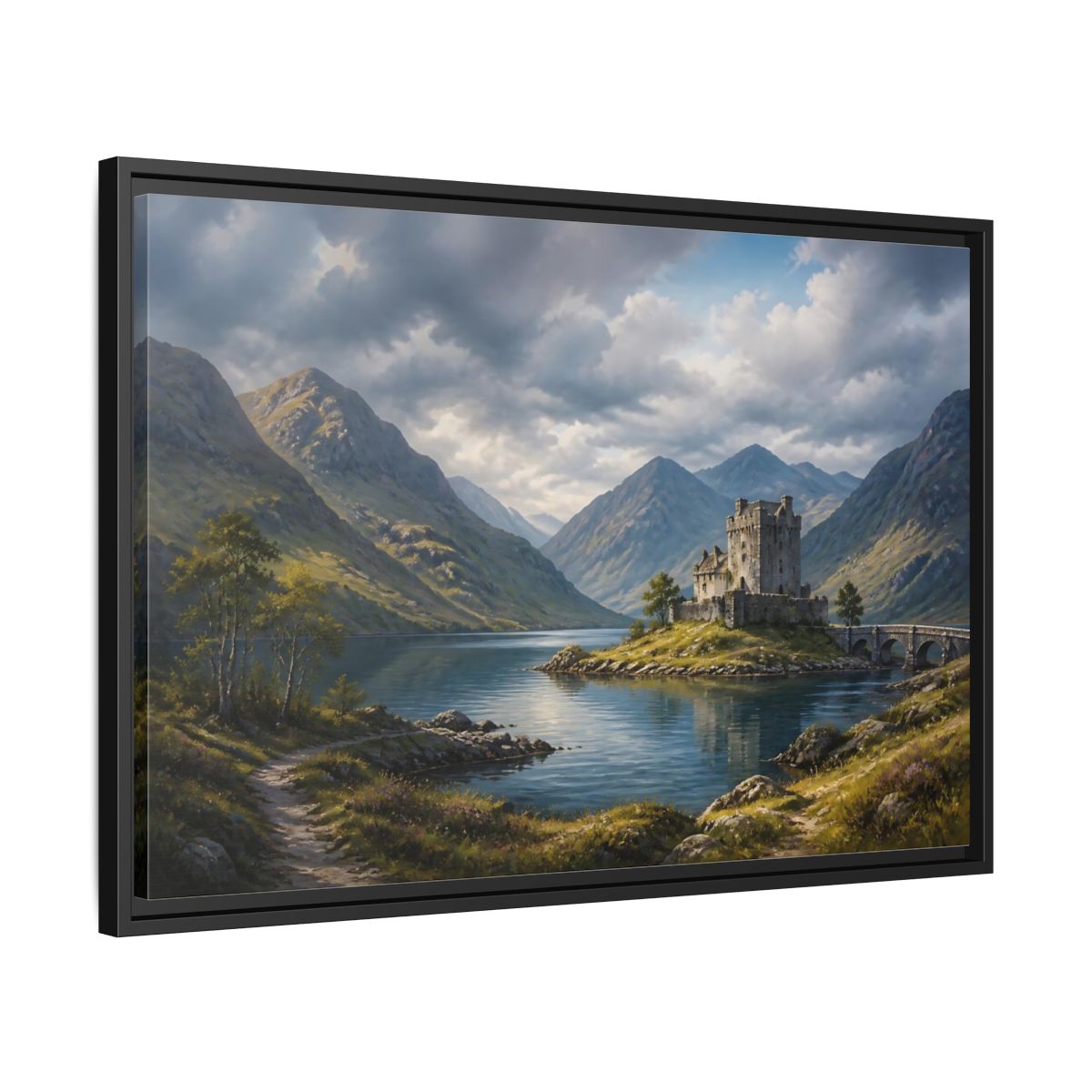 Side Mockup 14. Nature Stone Castle Majestic Castle shown as stretched canvas wall art