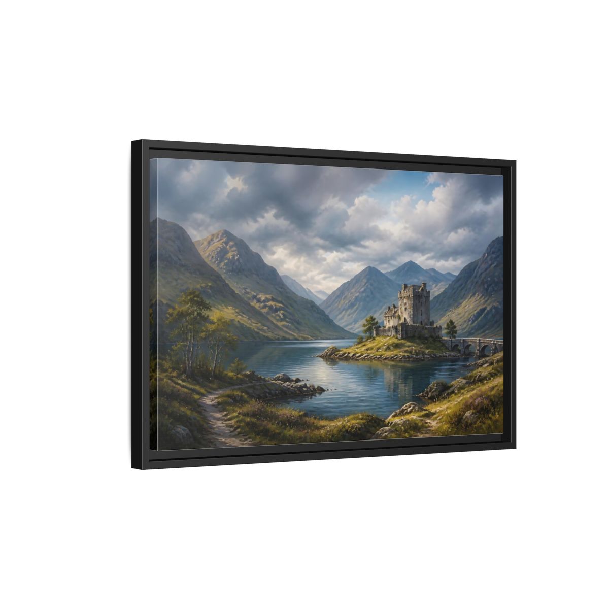 Side Mockup 3. Nature Stone Castle Majestic Castle shown as stretched canvas wall art