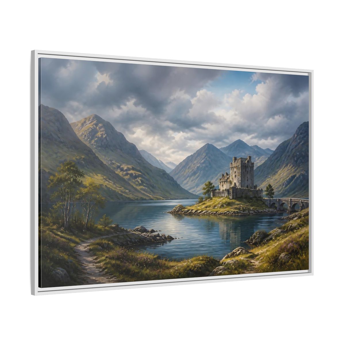 Side Mockup 7. Nature Stone Castle Majestic Castle shown as stretched canvas wall art