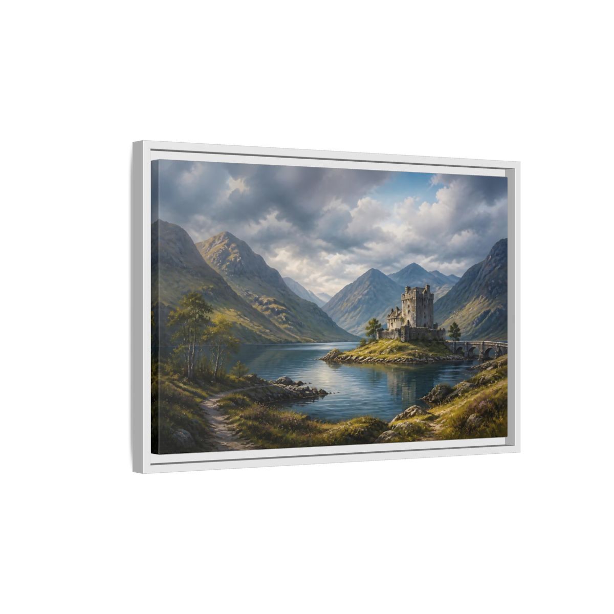 Side Mockup 1. Nature Stone Castle Majestic Castle shown as stretched canvas wall art