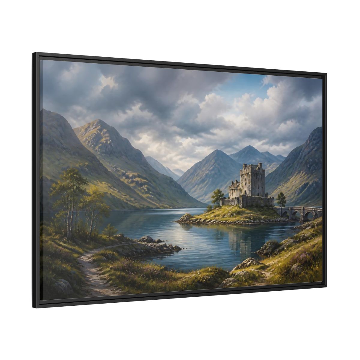 Side Mockup 12. Nature Stone Castle Majestic Castle shown as stretched canvas wall art