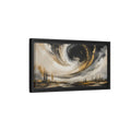 Side Mockup 8. Nature Storm Vortex Black Gold Storm shown as stretched canvas wall art