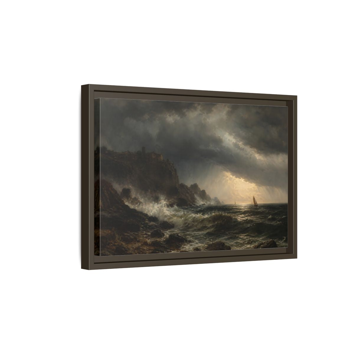 Side Mockup 5. Nature Stormy Sea Dramatic Seascape shown as stretched canvas wall art