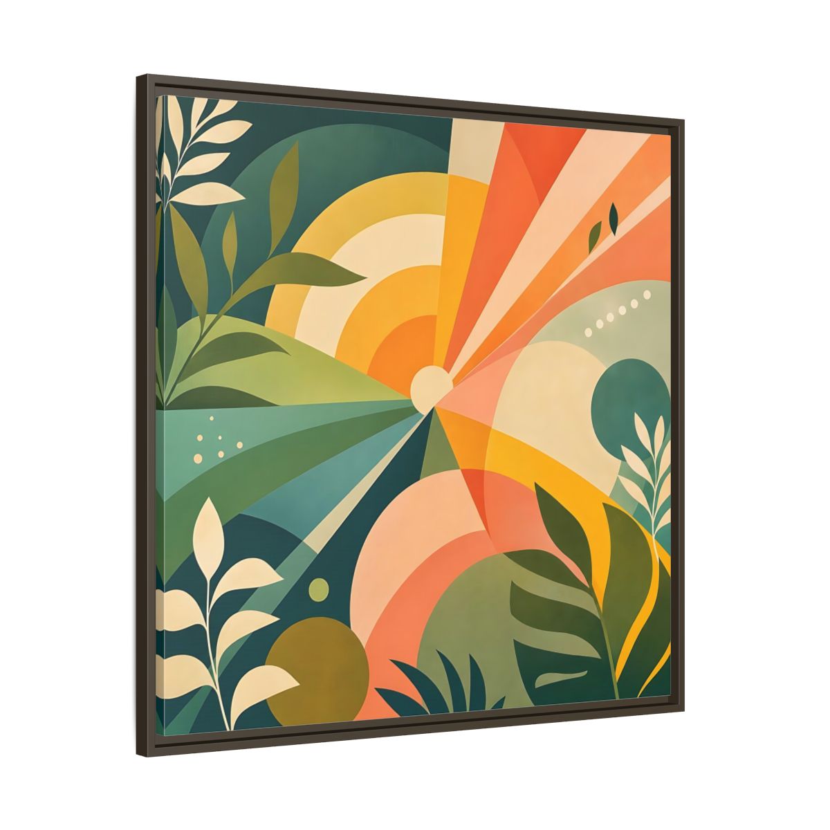 Main Mockup. Nature Sunrise Colorful Abstract shown as stretched canvas wall art