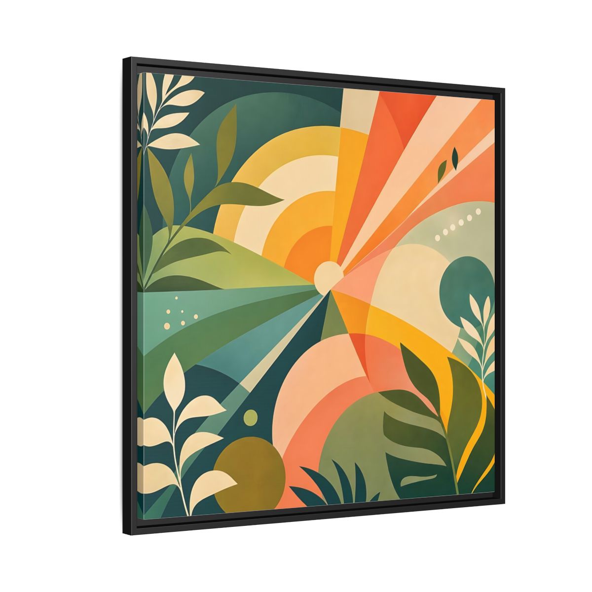 Side Mockup 9. Nature Sunrise Colorful Abstract shown as stretched canvas wall art